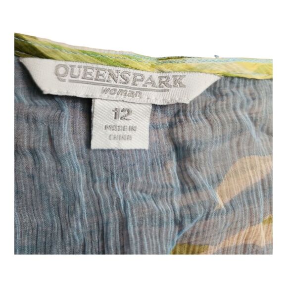 Queenspark Coverup 100% Silk Rhinestones Sz (12) US 8 Stretchy Quiet Luxury Sun - Picture 2 of 10